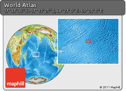 Physical Location Map of the Area around 17° 30' 31" S, 68° 55' 30" E