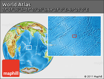 Physical Location Map of the Area around 17° 30' 31" S, 68° 55' 30" E