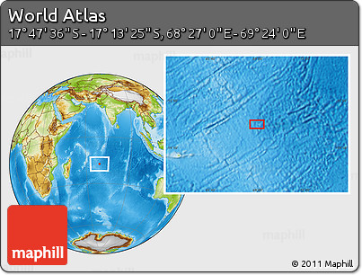 Physical Location Map of the Area around 17° 30' 31" S, 68° 55' 30" E