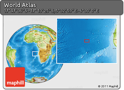 Physical Location Map of the Area around 17° 30' 31" S, 6° 1' 30" E