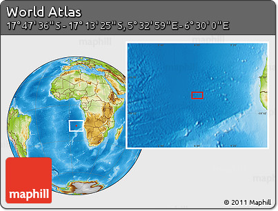 Physical Location Map of the Area around 17° 30' 31" S, 6° 1' 30" E