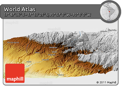Physical Panoramic Map of the Area around 17° 30' 31" S, 70° 28' 29" W