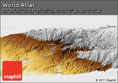 Physical Panoramic Map of the Area around 17° 30' 31" S, 70° 28' 29" W