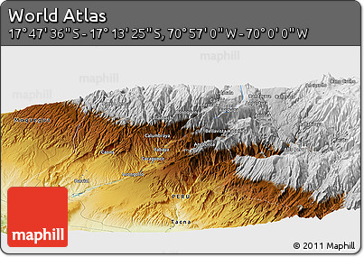 Physical Panoramic Map of the Area around 17° 30' 31" S, 70° 28' 29" W