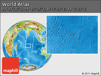 Physical Location Map of the Area around 17° 30' 31" S, 76° 34' 29" E