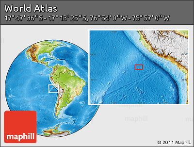 Physical Location Map of the Area around 17° 30' 31" S, 76° 25' 30" W