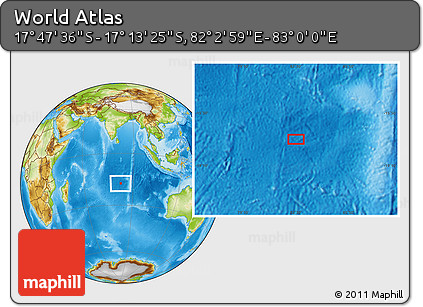 Physical Location Map of the Area around 17° 30' 31" S, 82° 31' 30" E