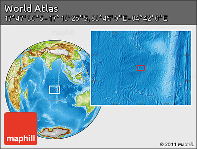 Physical Location Map of the Area around 17° 30' 31" S, 84° 13' 29" E