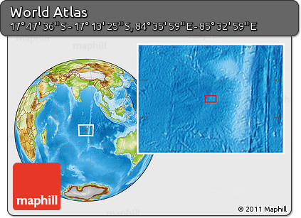 Physical Location Map of the Area around 17° 30' 31" S, 85° 4' 29" E