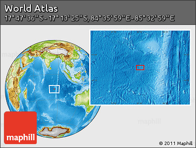 Physical Location Map of the Area around 17° 30' 31" S, 85° 4' 29" E