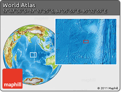 Physical Location Map of the Area around 17° 30' 31" S, 85° 4' 29" E