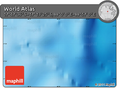 Physical Map of the Area around 17° 30' 31" S, 88° 28' 29" E
