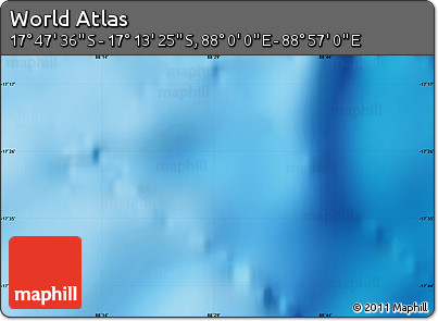 Shaded Relief Map of the Area around 17° 30' 31" S, 88° 28' 29" E