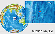 Physical Location Map of the area around 17° 30' 31" S, 91° 52' 30" E