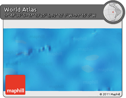 Physical 3D Map of the Area around 17° 30' 31" S, 91° 43' 29" W