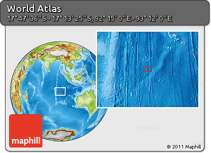 Physical Location Map of the Area around 17° 30' 31" S, 92° 43' 29" E