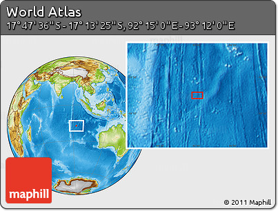 Physical Location Map of the Area around 17° 30' 31" S, 92° 43' 29" E