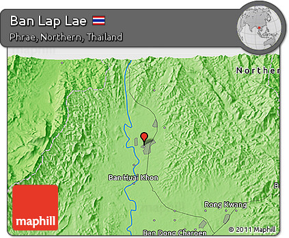 Political 3D Map of Ban Lap Lae