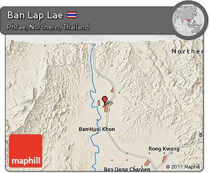Shaded Relief 3D Map of Ban Lap Lae