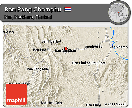 Shaded Relief 3D Map of Ban Pang Chomphu