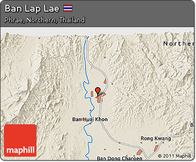 Shaded Relief 3D Map of Ban Lap Lae