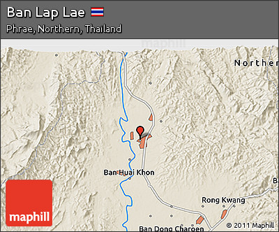 Shaded Relief 3D Map of Ban Lap Lae
