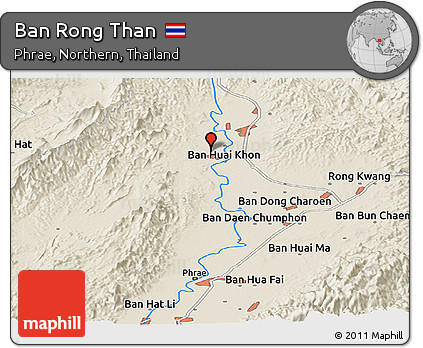 Shaded Relief Panoramic Map of Ban Rong Than