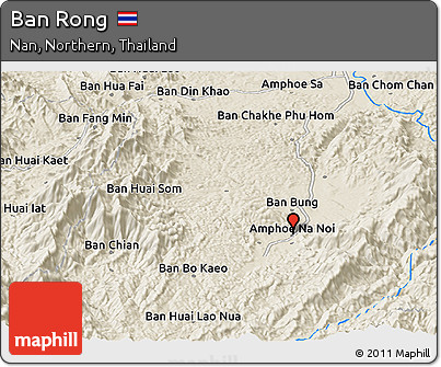 Shaded Relief Panoramic Map of Ban Rong
