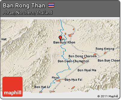 Shaded Relief Panoramic Map of Ban Rong Than