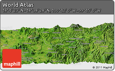 Satellite Panoramic Map of the Area around 18° 21' 26" N, 100° 13' 29" W