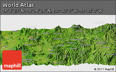 Satellite Panoramic Map of the Area around 18° 21' 26" N, 100° 13' 29" W