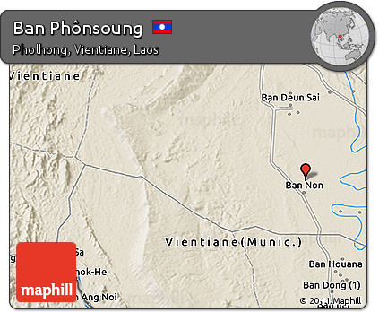 Shaded Relief 3D Map of Ban Phônsoung