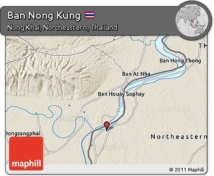 Shaded Relief 3D Map of Ban Nong Kung