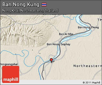 Shaded Relief 3D Map of Ban Nong Kung