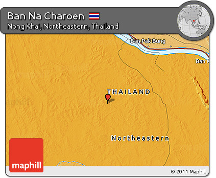Political 3D Map of Ban Na Charoen