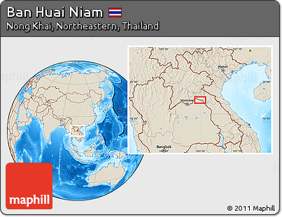 Shaded Relief Location Map of Ban Huai Niam