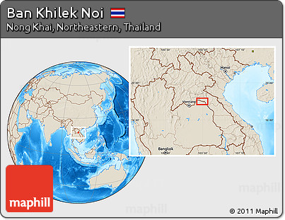 Shaded Relief Location Map of Ban Khilek Noi
