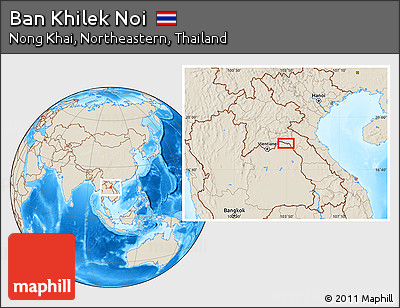 Shaded Relief Location Map of Ban Khilek Noi