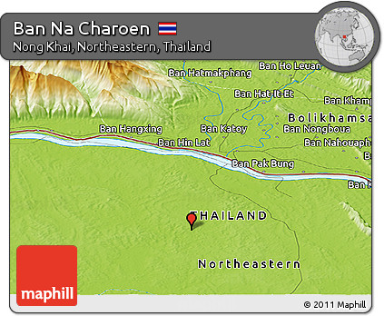 Physical Panoramic Map of Ban Na Charoen