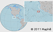 Gray Location Map of the area around 18° 21' 26" N, 106° 10' 30" W, hill shading