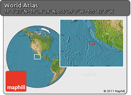Satellite Location Map of the Area around 18° 21' 26" N, 106° 10' 30" W