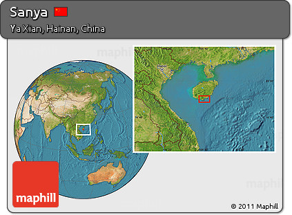 Satellite Location Map of Sanya