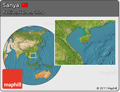 Satellite Location Map of Sanya