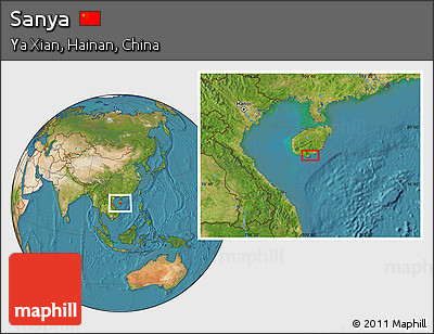 Satellite Location Map of Sanya