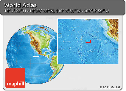 Physical Location Map of the Area around 18° 21' 26" N, 109° 34' 29" W