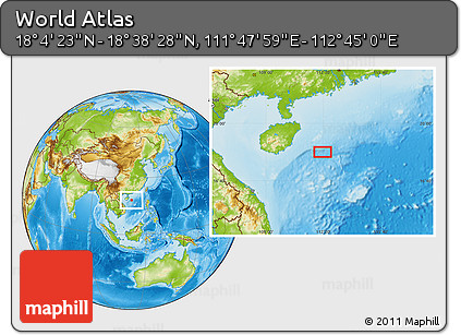 Physical Location Map of the Area around 18° 21' 26" N, 112° 16' 30" E