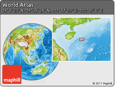 Physical Location Map of the Area around 18° 21' 26" N, 112° 16' 30" E