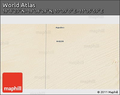Satellite 3D Map of the Area around 18° 21' 26" N, 11° 7' 30" E