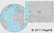 Gray Location Map of the area around 18° 21' 26" N, 11° 49' 29" W