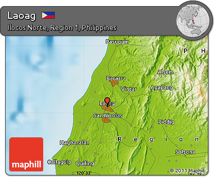 Physical Map of Laoag